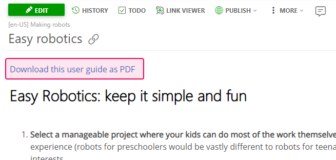 The link to the PDF file in the topic's content