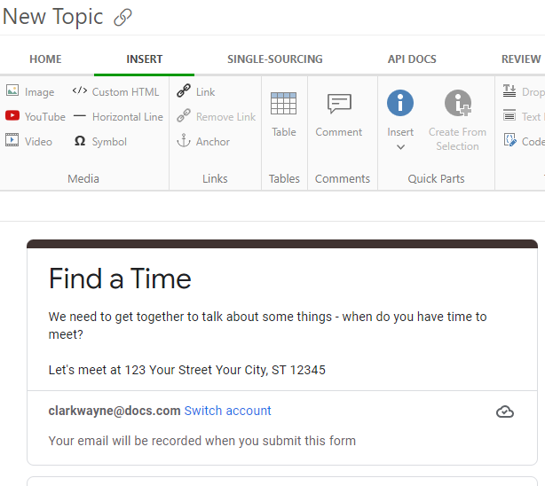 Google Form inside a topic