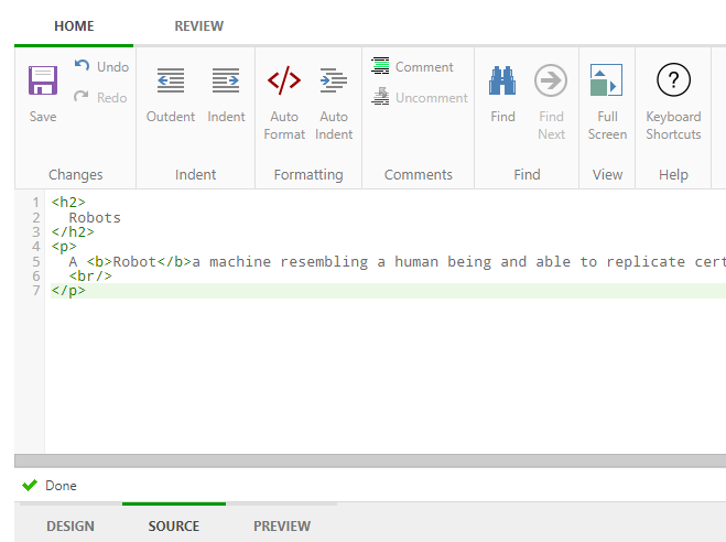 Auto formatting applied to the topic's HTML structure
