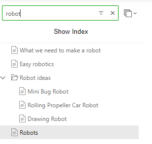 Filtering topics by title in the TOC