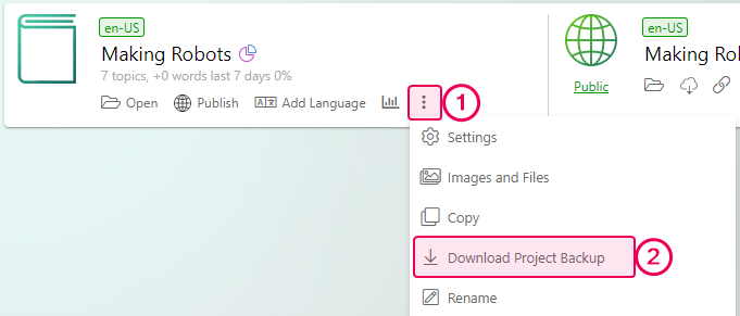 The Download Project option