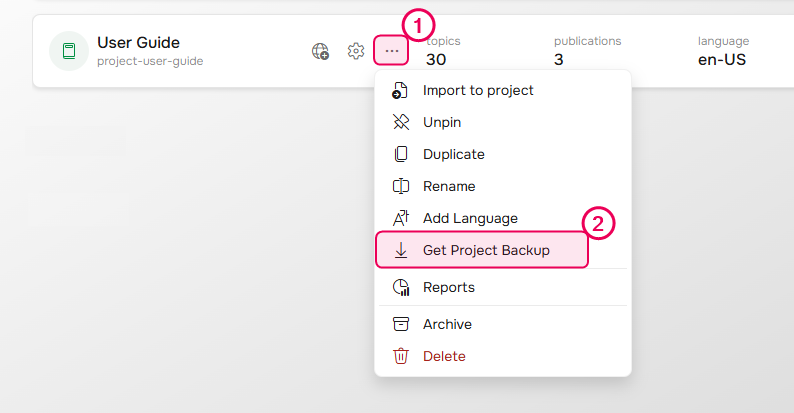 The Download Project option