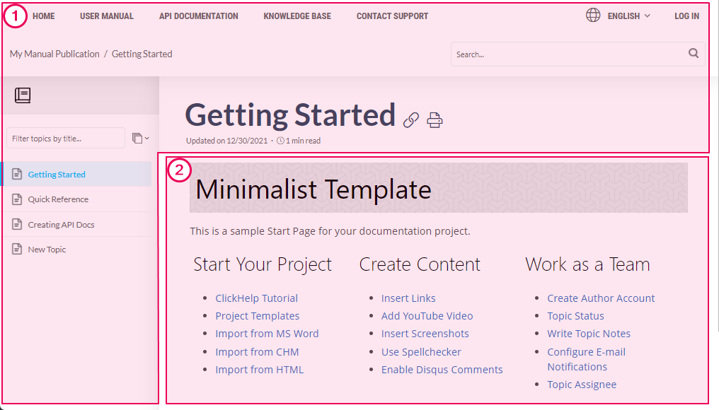 The publication in the Reader UI