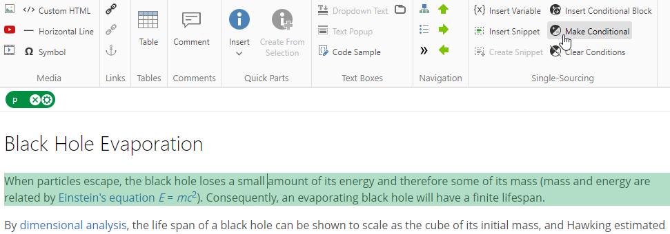 Convert the current element to conditional