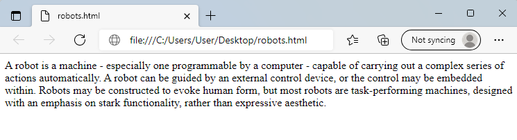 HTML page without Context help