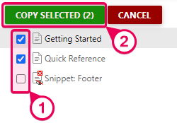 Check checkboxes to select topics