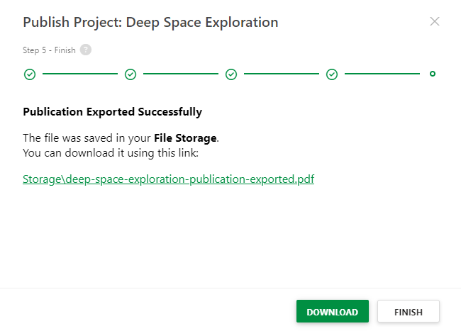 Export finished page