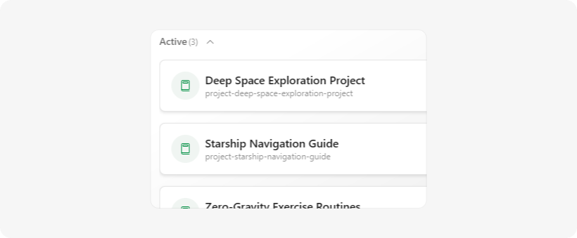 The newly created project on the Projects page