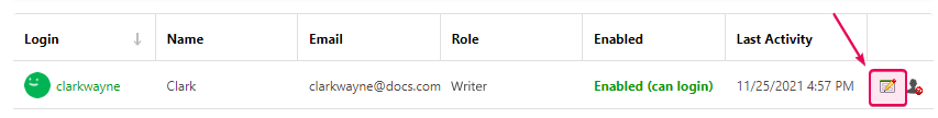 The Edit user's profile button