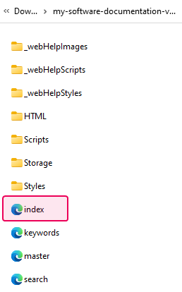 The Index.html file in the archive content
