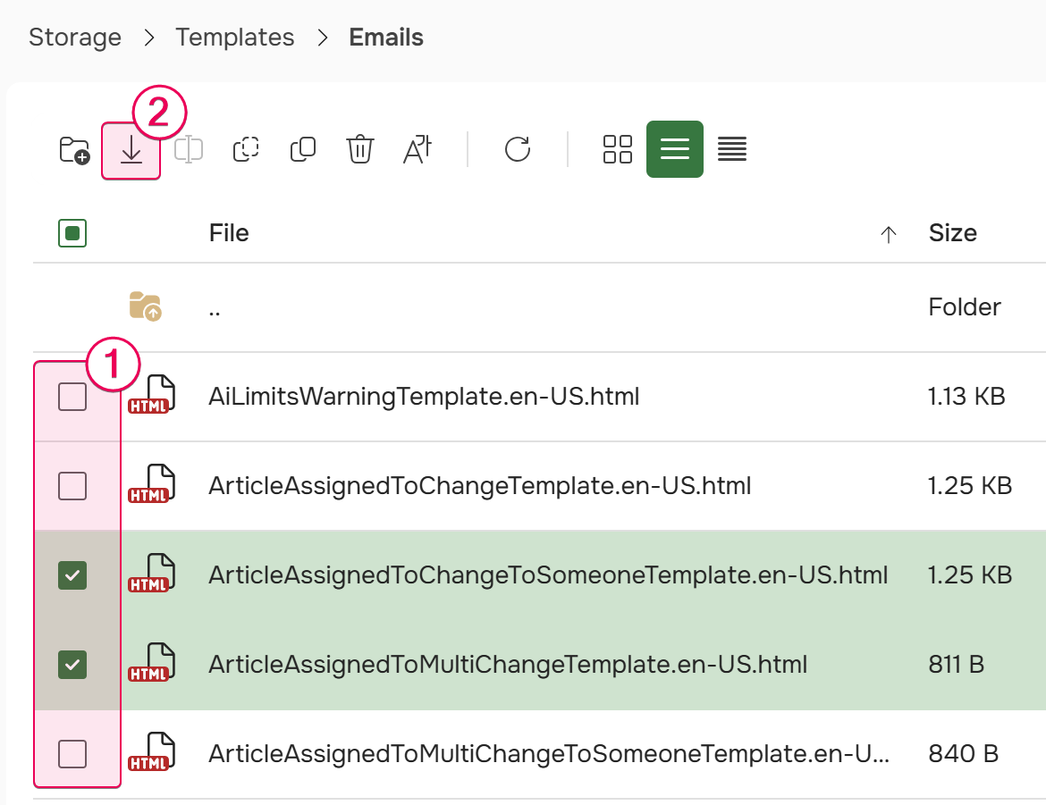 Download the template file to your File Storage