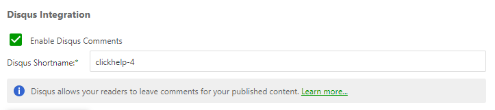 ClickHelp settings for Disqus intergraion