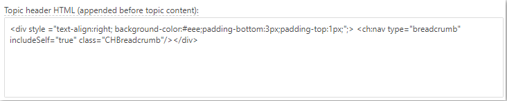 Add the Breadcrumb markup to the Topic header HTML in the Topic Master Page settings