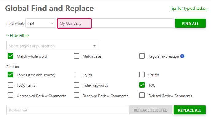 Fill in the search string with the company name in the GF&R page