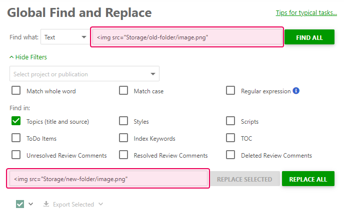 Replace the image URL in the GF&R dialog