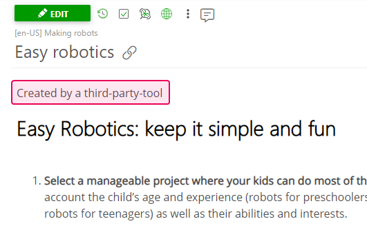The header in the topic that needs to be deleted