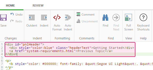 The markup of the topic's content that needs to be found