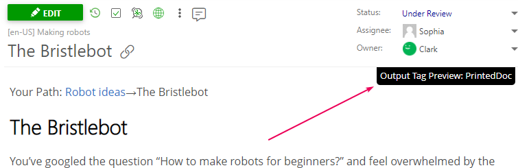 The Output Tag that needs to be found