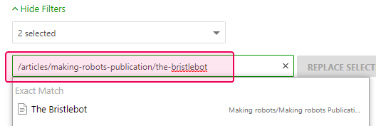 Insert a link to the topic in the Replace field