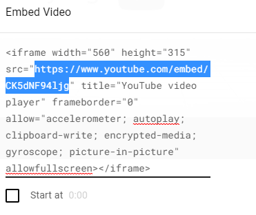 Copy the link to the video to find and replace it