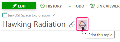 The Print this topic button in the Authors Interface