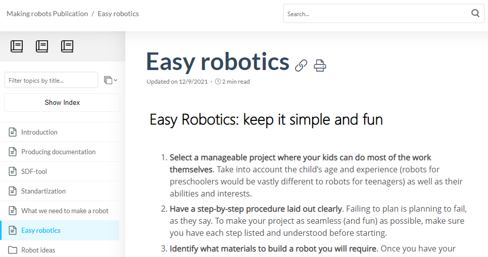 The topic viewer screen in the Reader UI
