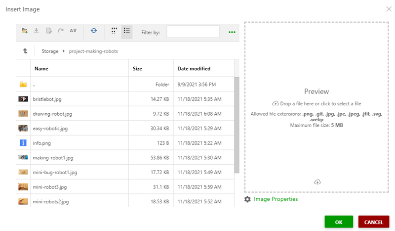 The Insert Image dialog