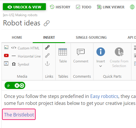 The anchor link in the text