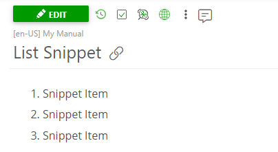 The List in the topic's content in the View mode