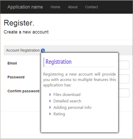 Context help in a popup window with an image as a context element