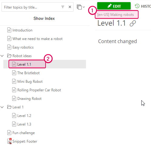 The TOC node in the project was moved to another place in the TOC