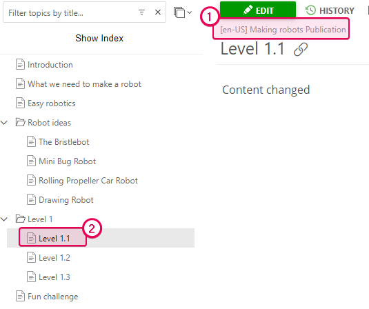 The TOC node hasn't changed its position in the TOC of the publication