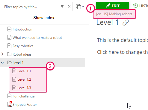 The ready topics in the project
