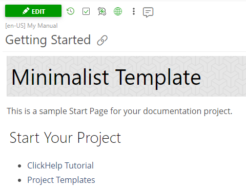 The Heading 1 in the topic's content