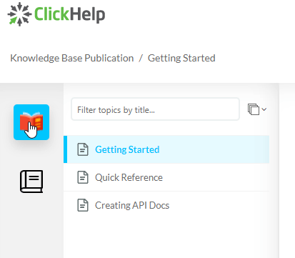 The modified project icons in the Reader UI