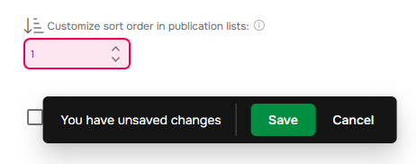 Customize sort order in the publication list in the publication settings