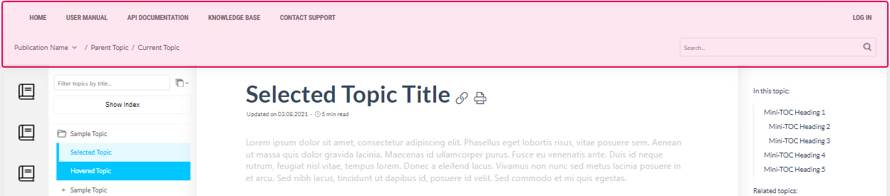 Application header in the Reader UI