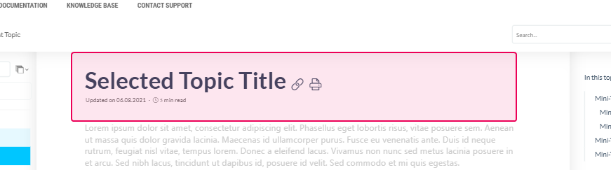 Topic viewer header in the Reader UI