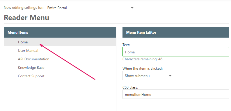 Choose the item in the Menu Item list to make it a button