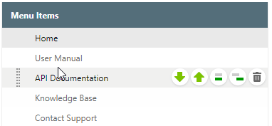 Move down and move up menu items in the Reader Menu section