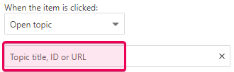 The Open topic option in the Menu item editor