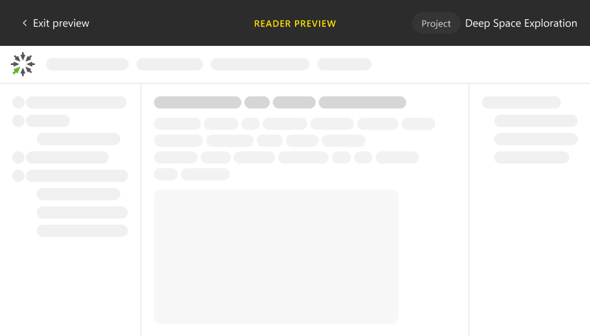 Mockup image of a Reader Preview mode.
