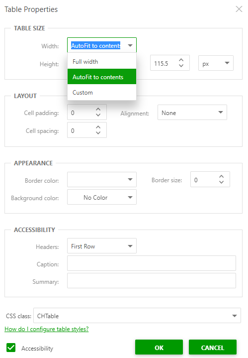 Set the width to AutoFit to content in the table properties