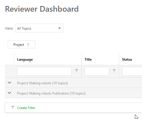 To ungroup the topics, drag a column back to the header's section