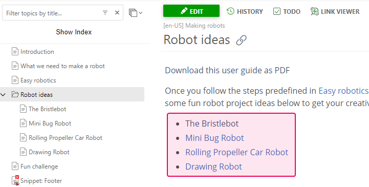 The See Also element in the View mode