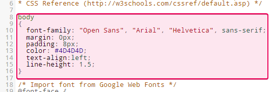 Find the font-family property inside the body selector