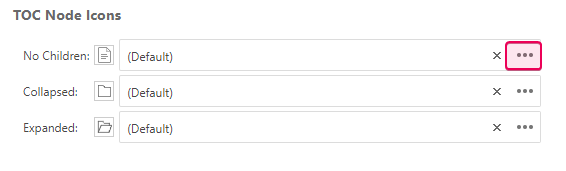 Click the three dots button in the TOC nodes icons section to change the icon
