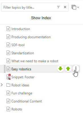 Go to the topic properties by clicking the three dots button in the TOC