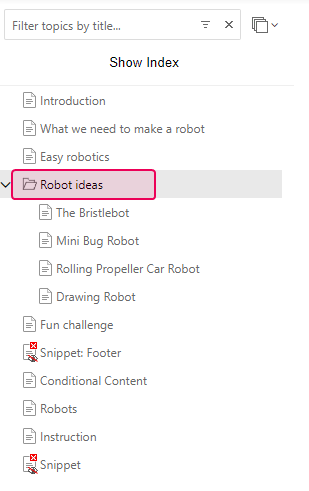 The folder in the TOC