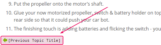 The Navigation link in the editing mode